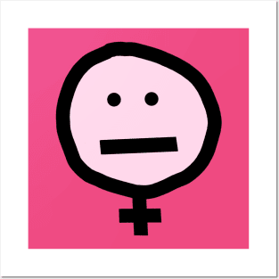 Female Pink Not Smiley Face Posters and Art